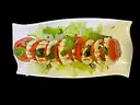 25.CAPRESE. Mozzarella búfala, tomate en rodajas, albahaca fresca y su aceite 