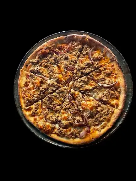 ATÚN,  tomate, mozzarella, oregano, atún, cebolla