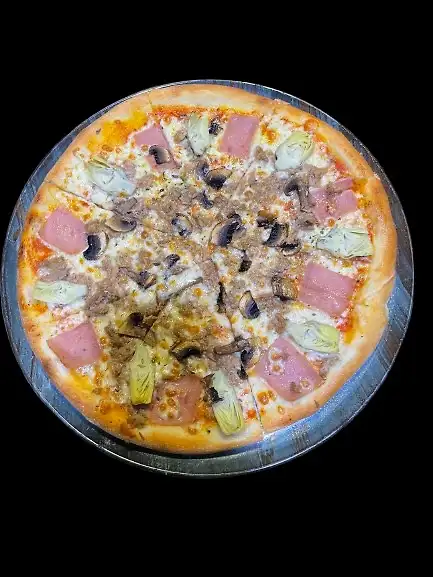 PIPO,  tomate, mozzarella, oregano, jamón, alcachofa, atún, champigñon